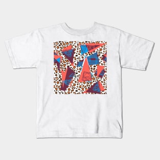 Leopard skin texture, squares and triangles Kids T-Shirt